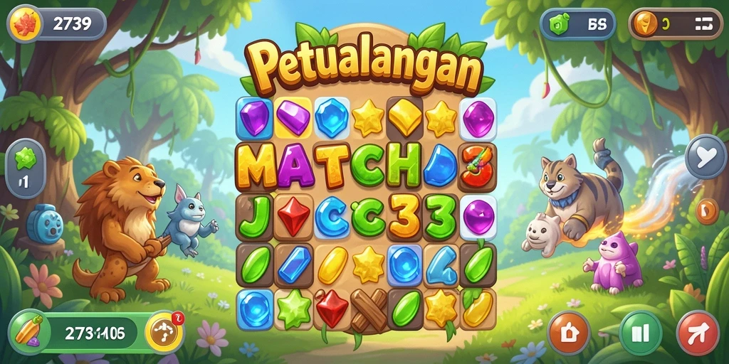Tampilan gameplay seru dari 2739 dengan banyak tantangan Match-3.