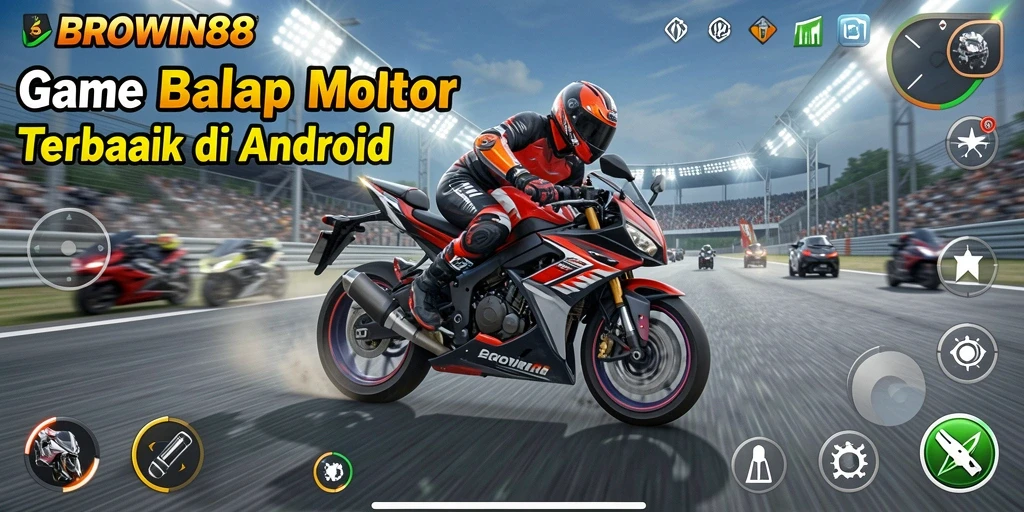Screenshot gameplay BROWIN88 yang menunjukkan aksi balap motor mendebarkan.