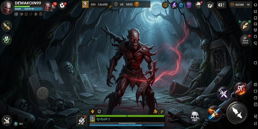 Tampilan gameplay mencekam dan menyeramkan di DEWAKOIN99.