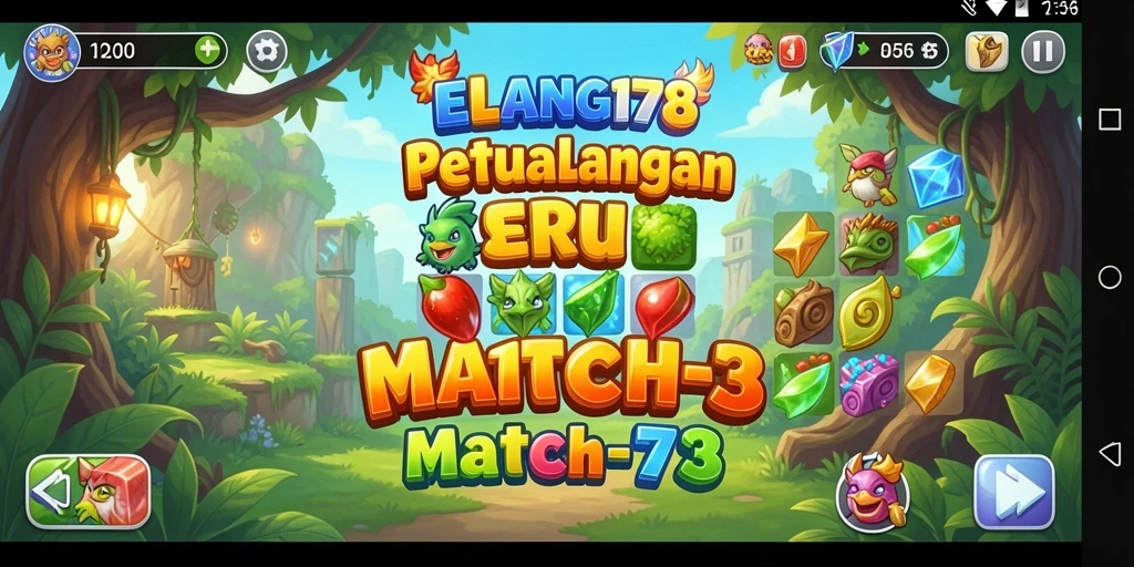 Gameplay seru ELANG178 dalam permainan Match-3 yang penuh warna.