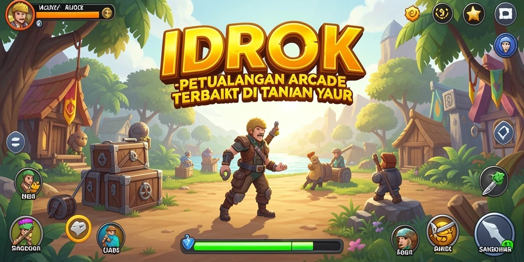 Tangkapan layar utama IDROK menampilkan aksi gameplay seru di dalam dunia Arcade.