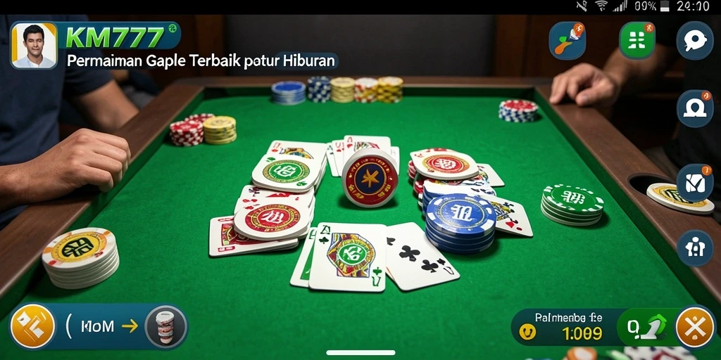 Screenshot gameplay KM777 yang menampilkan aksi seru permainan Gaple.