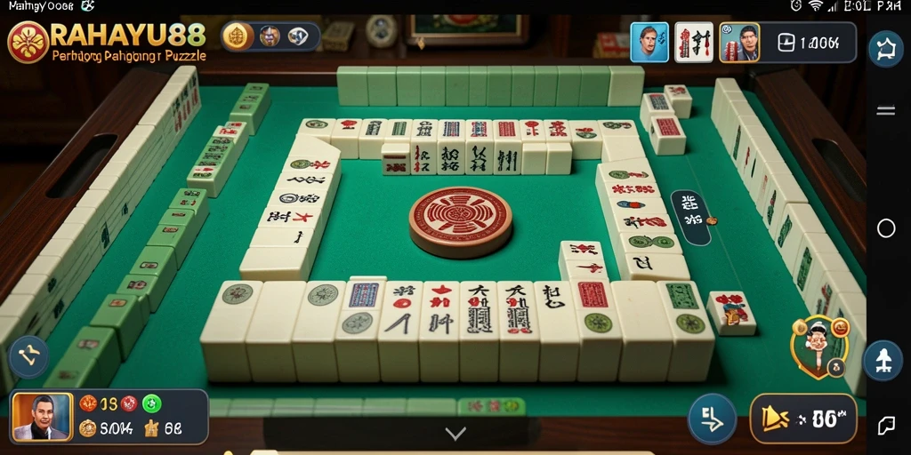 Tampilan gameplay <strong>RAHAYU88</strong> dengan ubin Mahjong yang beraneka ragam.