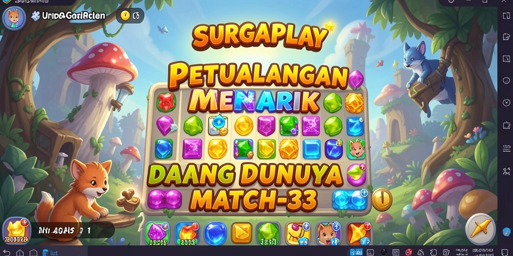 Tampilan menarik gameplay SURGAPLAY dengan karakter lucu dan desain warna-warni.
